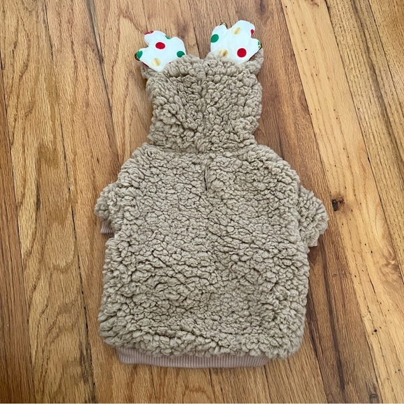 Dog Sherpa Sweater with Antlers and Bells Hoodie XS - Picture 1 of 4